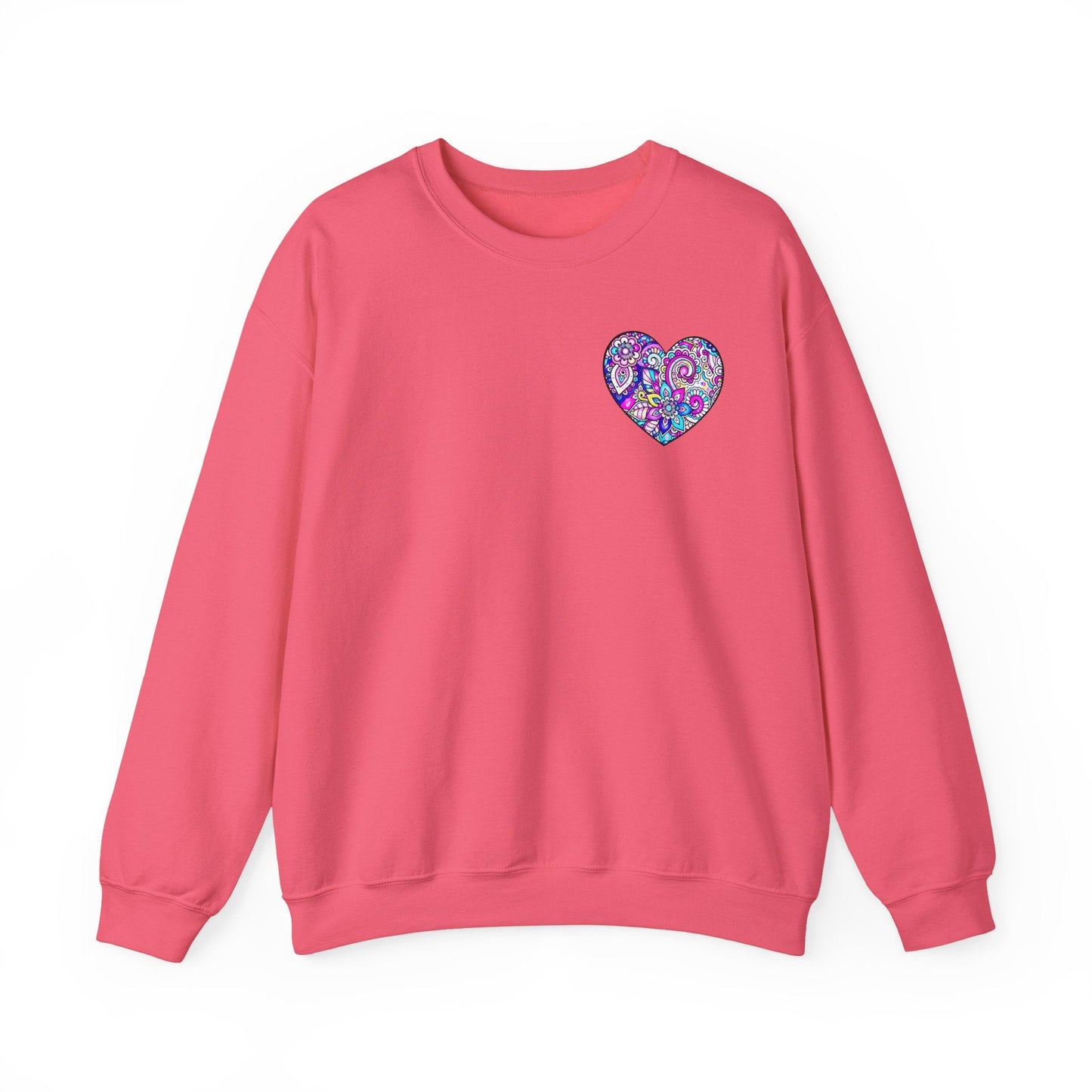 Floral Heart Sweatshirt Valentines Day Unisex Crewneck Gildan 18000 Heavy Blend Cotton Polyester