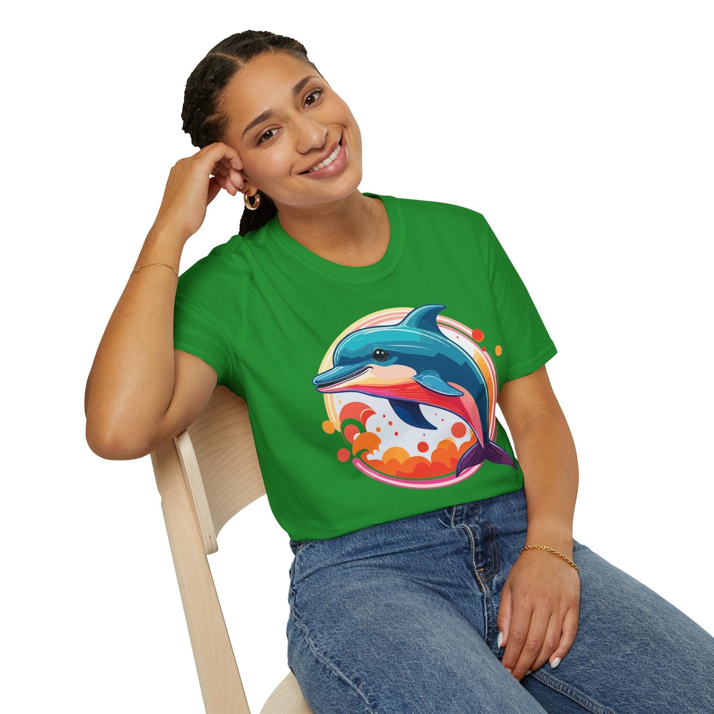 Dolphin Shirt Unisex Softstyle Tee Short Sleeve 100 Percent Ring Spun Cotton Gildan 64000