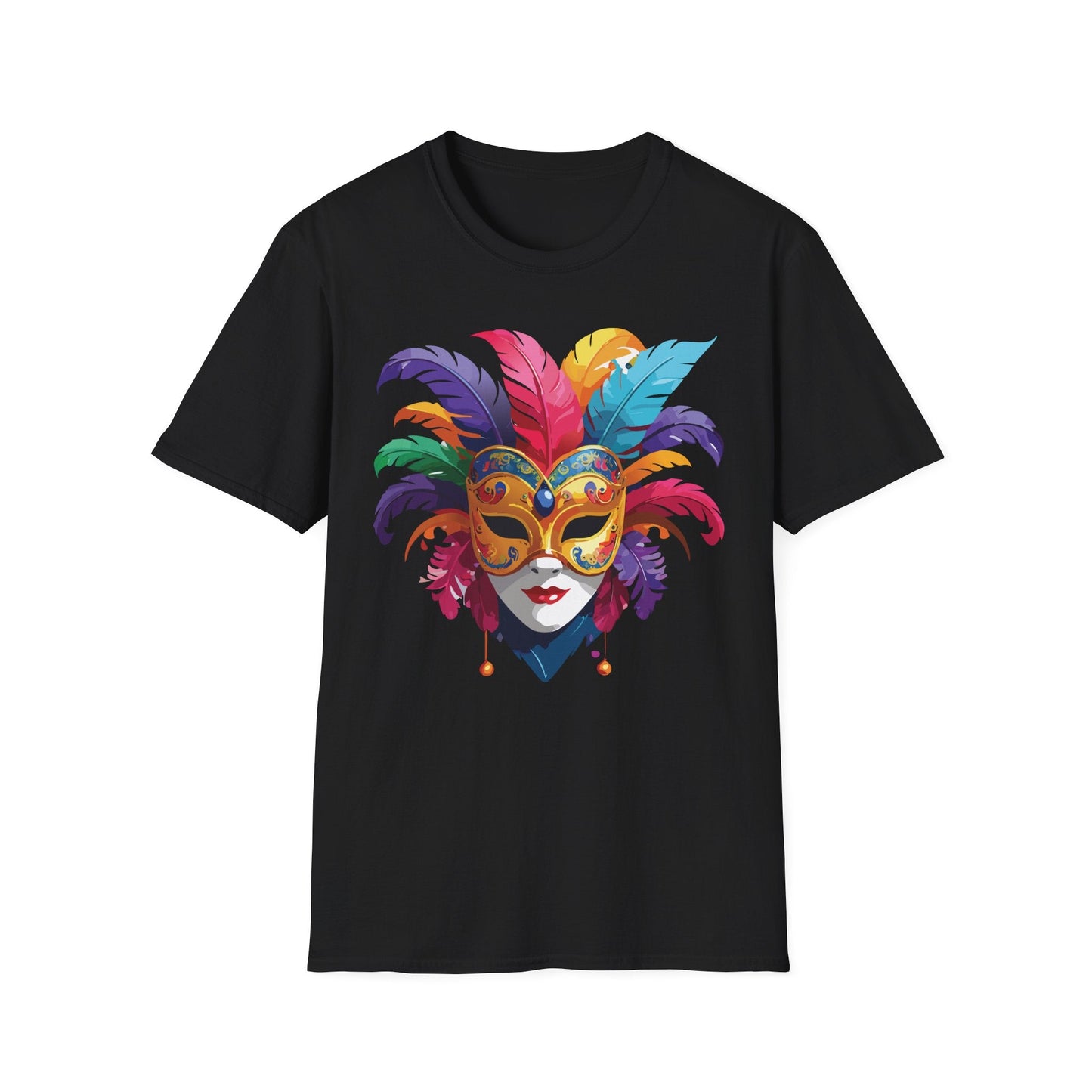 Unisex Mask Tee Shirt Gildan Softstyle 64000 Lightweight Comfortable Masquerade Design Tee