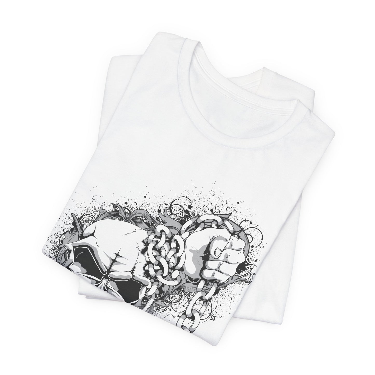 Chain Skull Graphic Design Tee, Skull Shirt, Vintage Tees, Art Design T-Shirt, Vintage Graphic Tee, Art Shirts with Skulls