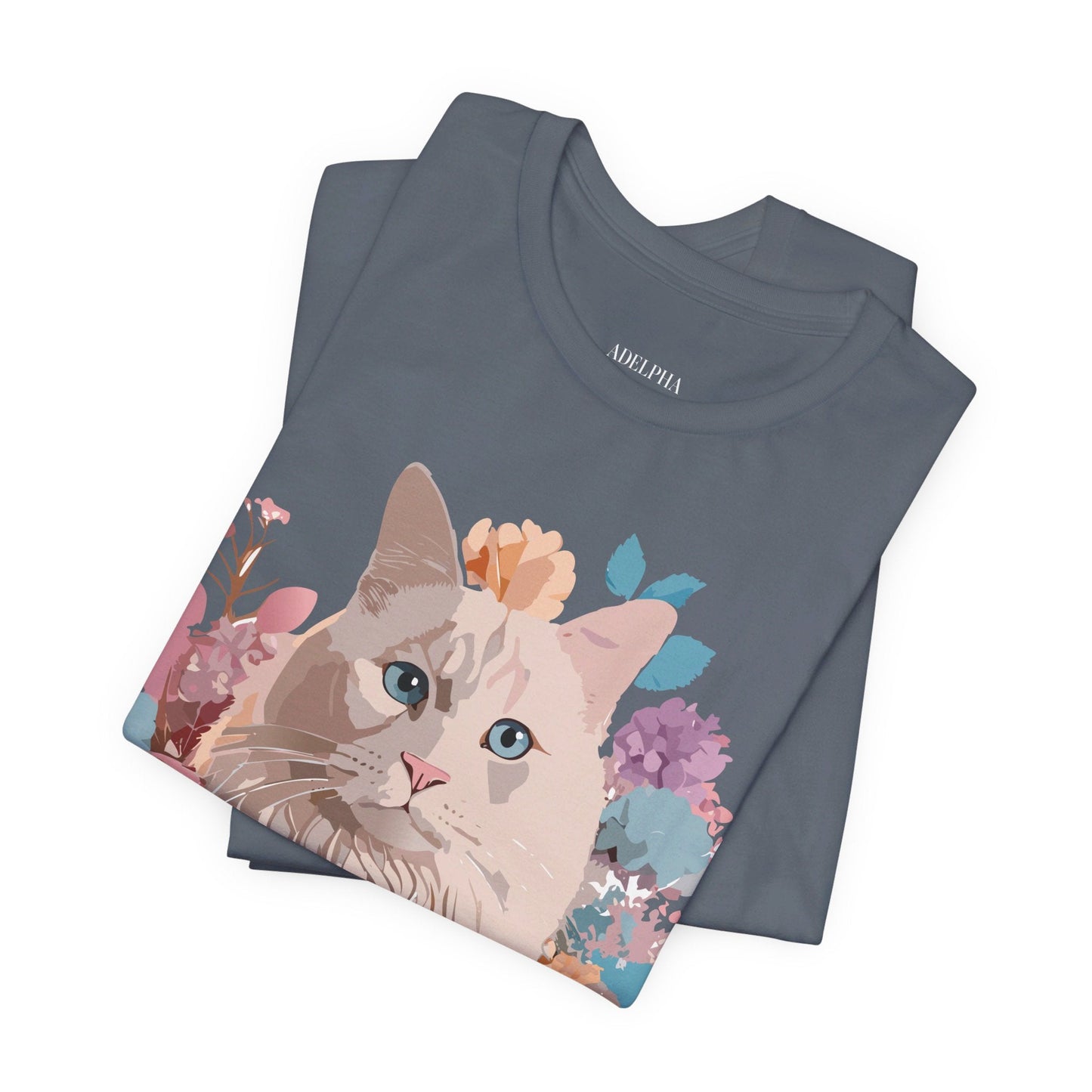 Cat Graphic Tee Unisex Short Sleeve Shirt By Adelpha Vintage Art Design