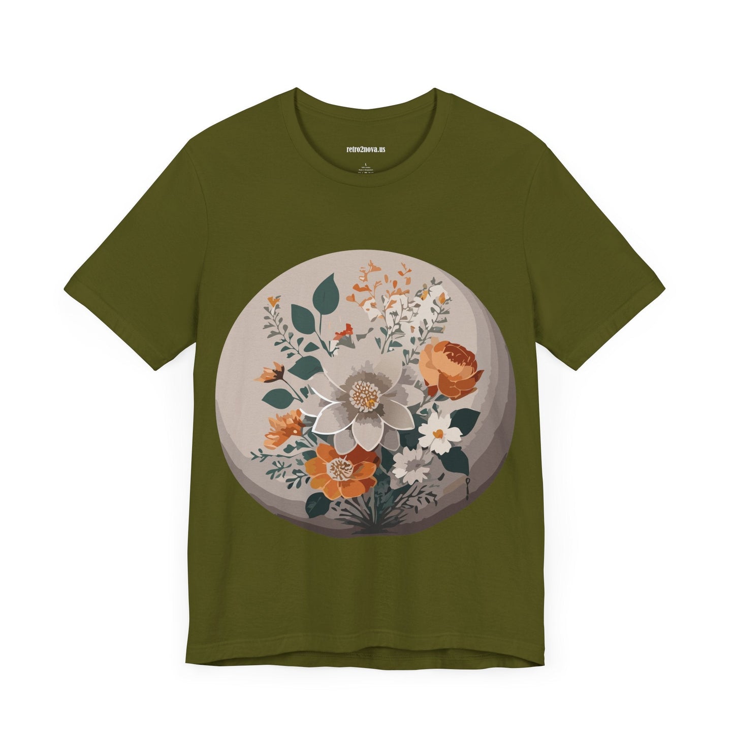 Retro2Nova Floral Shirt Unisex Short Sleeve Tee Lightweight Breathable Cotton Blend Jersey