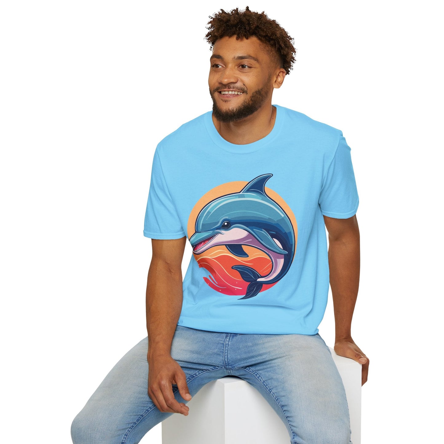 Unisex Dolphin Shirt Gildan Softstyle 64000 Tee 100 Percent Ring Spun Cotton Breathable Comfort
