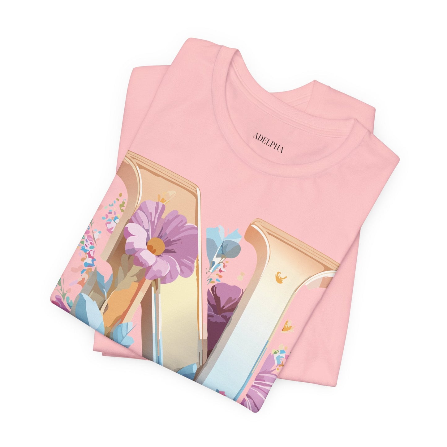 Letter N Shirt Graphic Tee Unisex Jersey Short Sleeve Vintage Style Adelpha Art Design