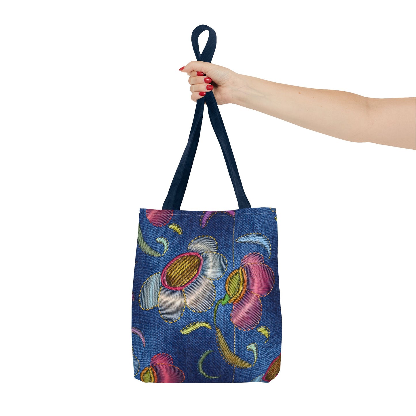 Denim Fabric Imitation Print Unisex Canvas Bag Poly Spun 3 Sizes Tote Bag 159-7
