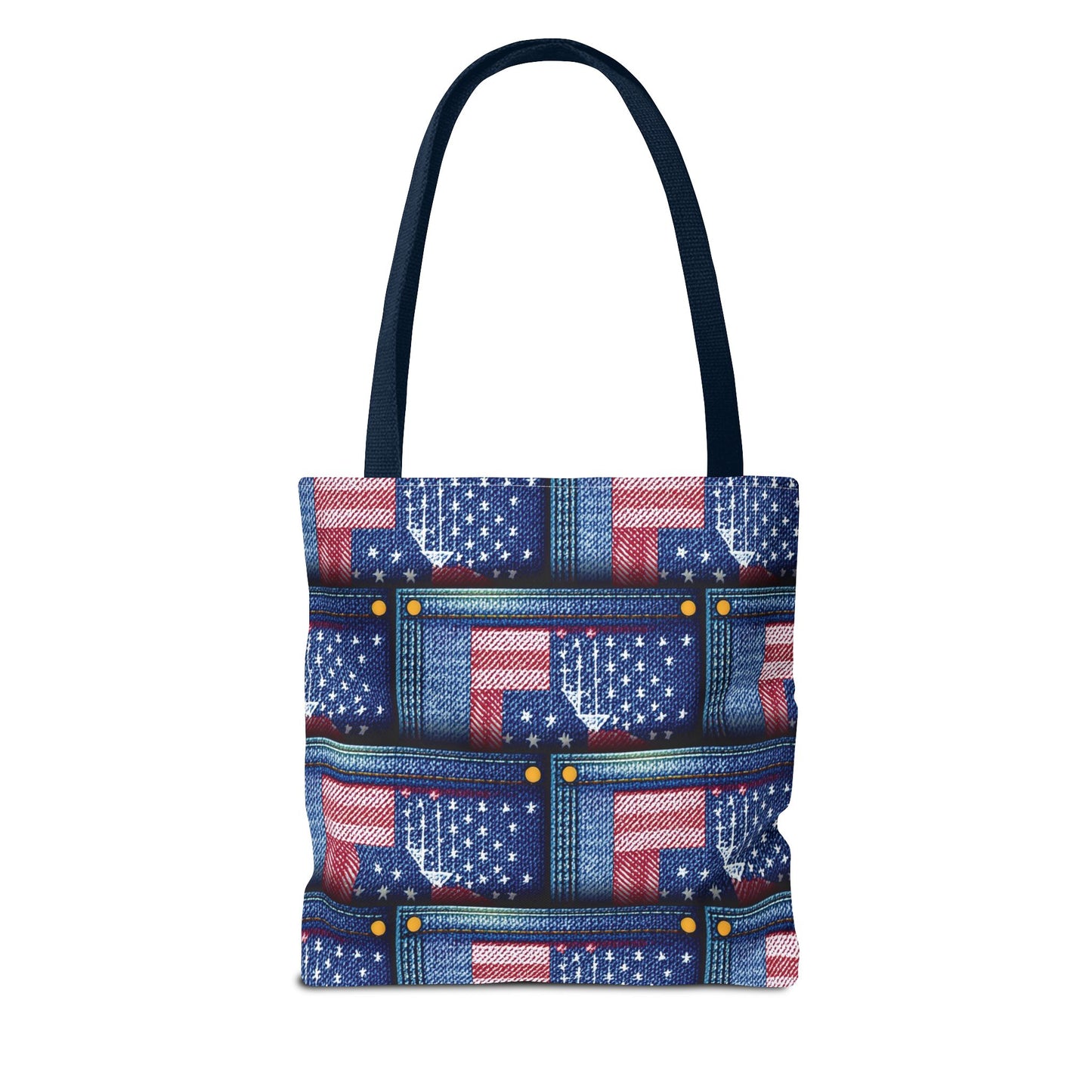 4th of July Graphic Denim Fabric Imitation Print Unisex Canvas Bag Poly Spun 3 Sizes Tote Bag 200-15