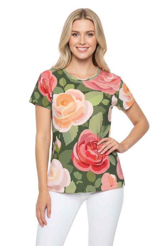 Women Poly Shirt with Floral Print F235