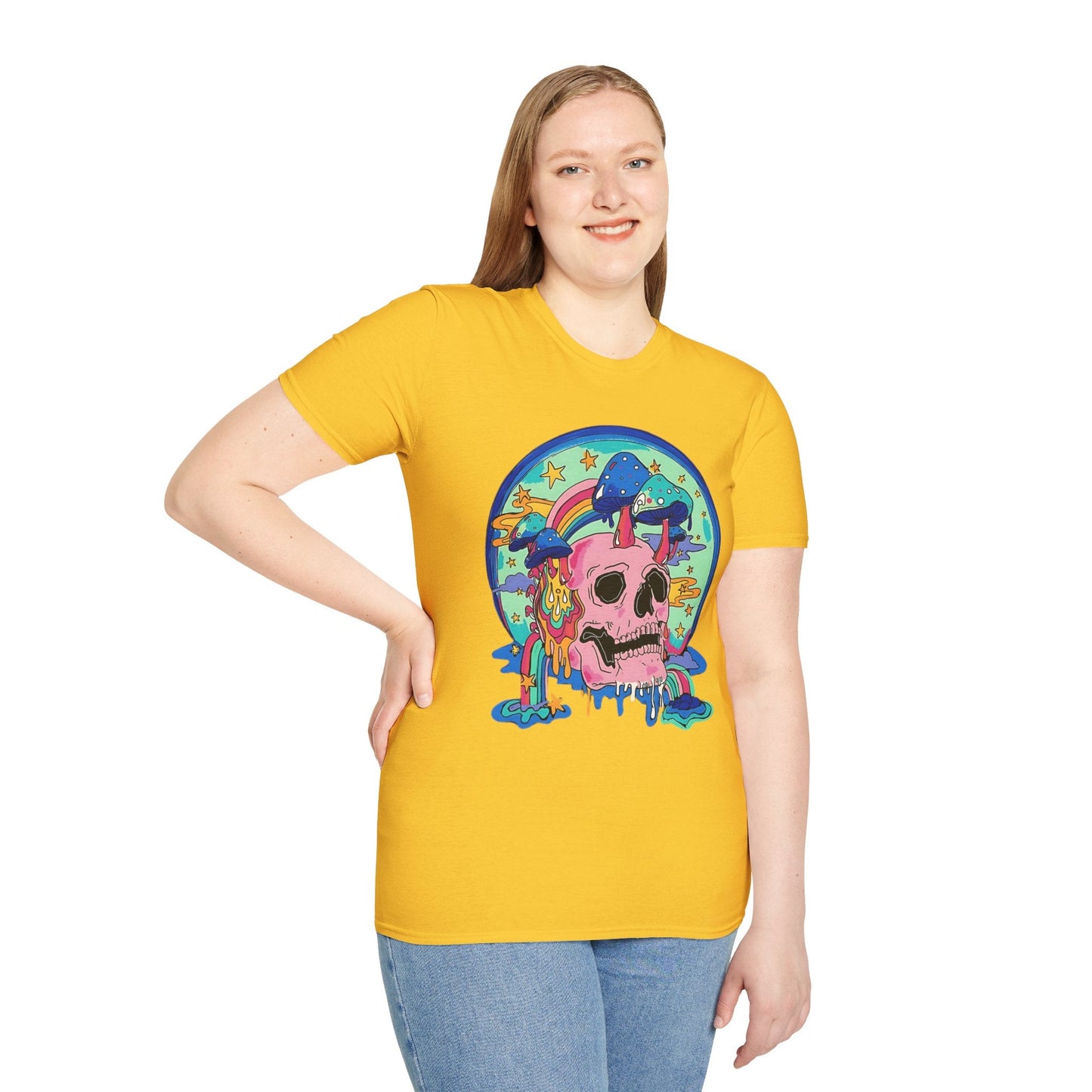 Skull Graphic Tee Unisex Gildan Softstyle 64000 100 Cotton Short Sleeve Shirt Art Design