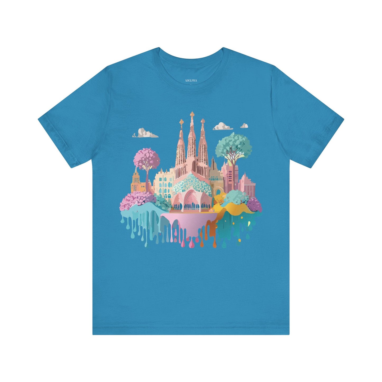 Barcelona Tourist Shirt Unisex Graphic Tee Featuring Original Vintage Art Adelpha