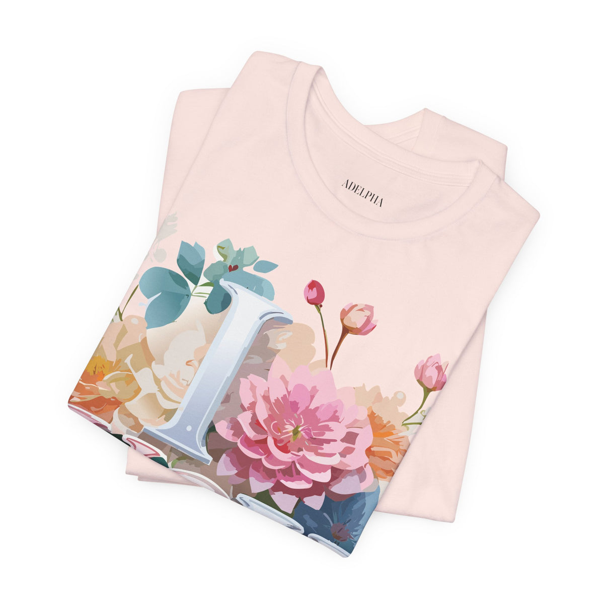 Valentine's Day Graphic Unisex Cotton Bella+Canvas Tee with Floral Art Design d101