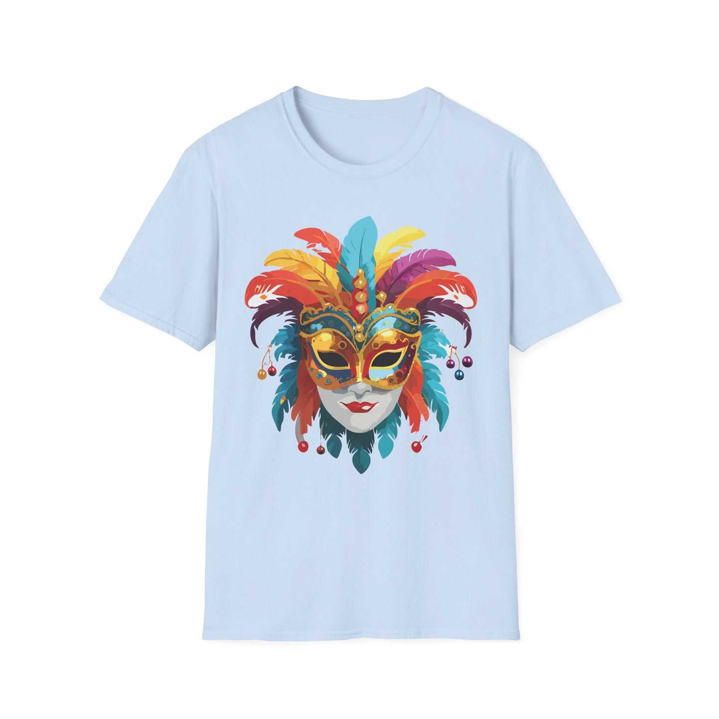 Mask Tee Shirt Unisex Masquerade Art Design Gildan Softstyle 64000 Short Sleeve Tee