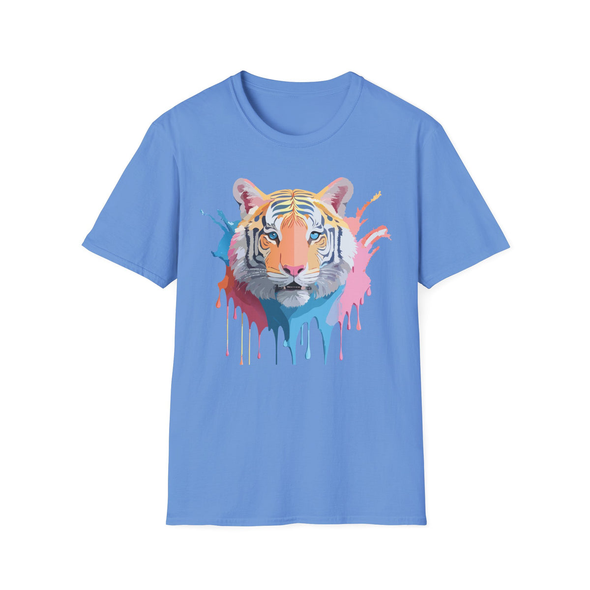 Colorful Tiger Portrait T-Shirt | Watercolor Drip Animal Tee