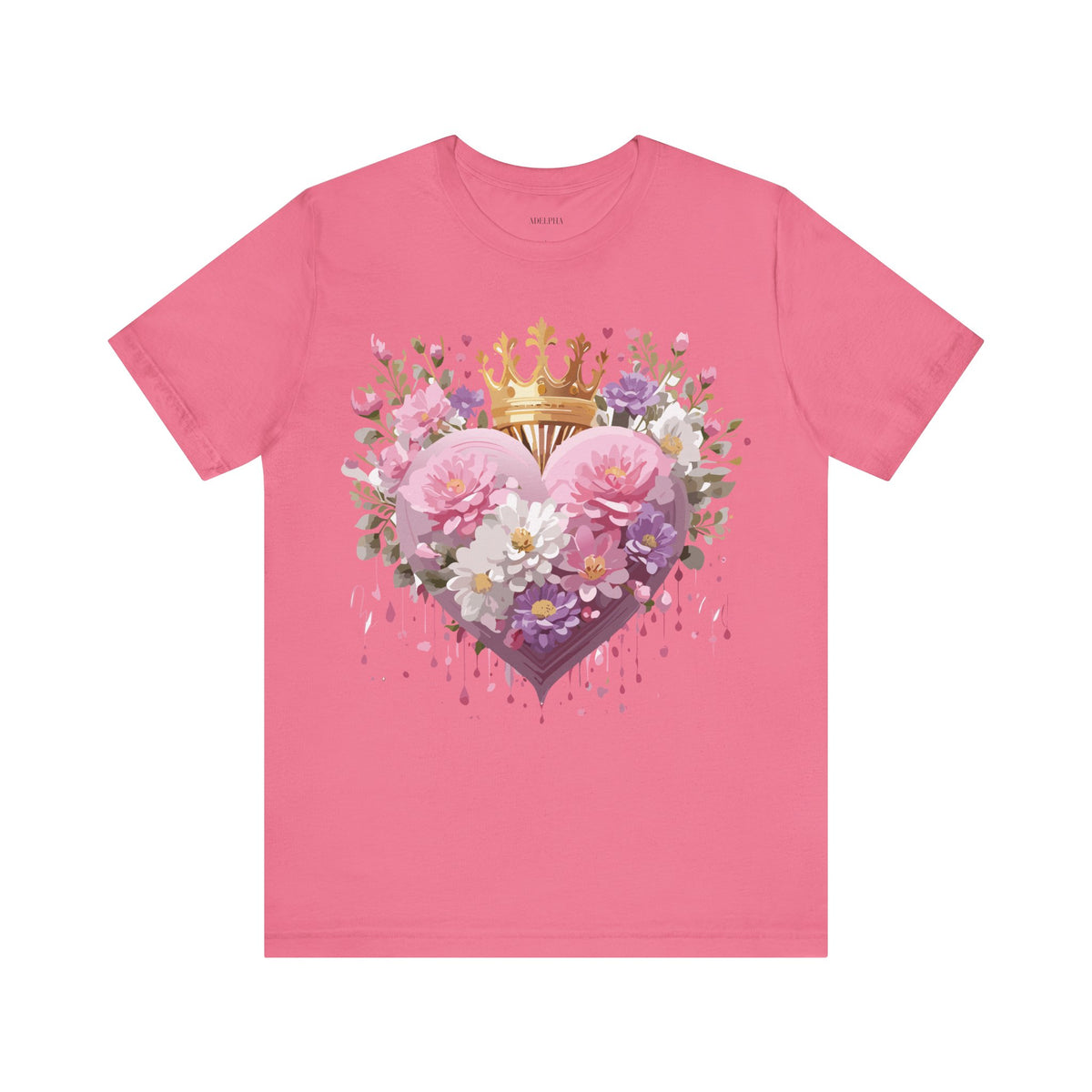 Valentine's Day Graphic Unisex Cotton Bella+Canvas Tee with Floral Art Design d129