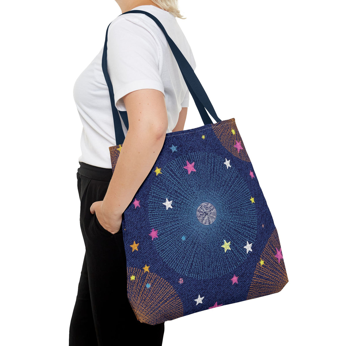 Denim Fabric Imitation Print Unisex Canvas Bag Poly Spun 3 Sizes Tote Bag 183-8