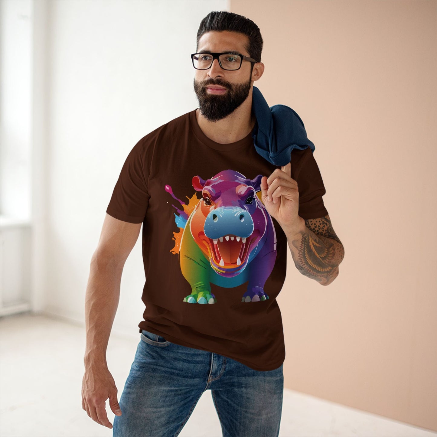 Hippo Graphic Unisex 100 Cotton Staple Tee with Animal Design Artwork 6