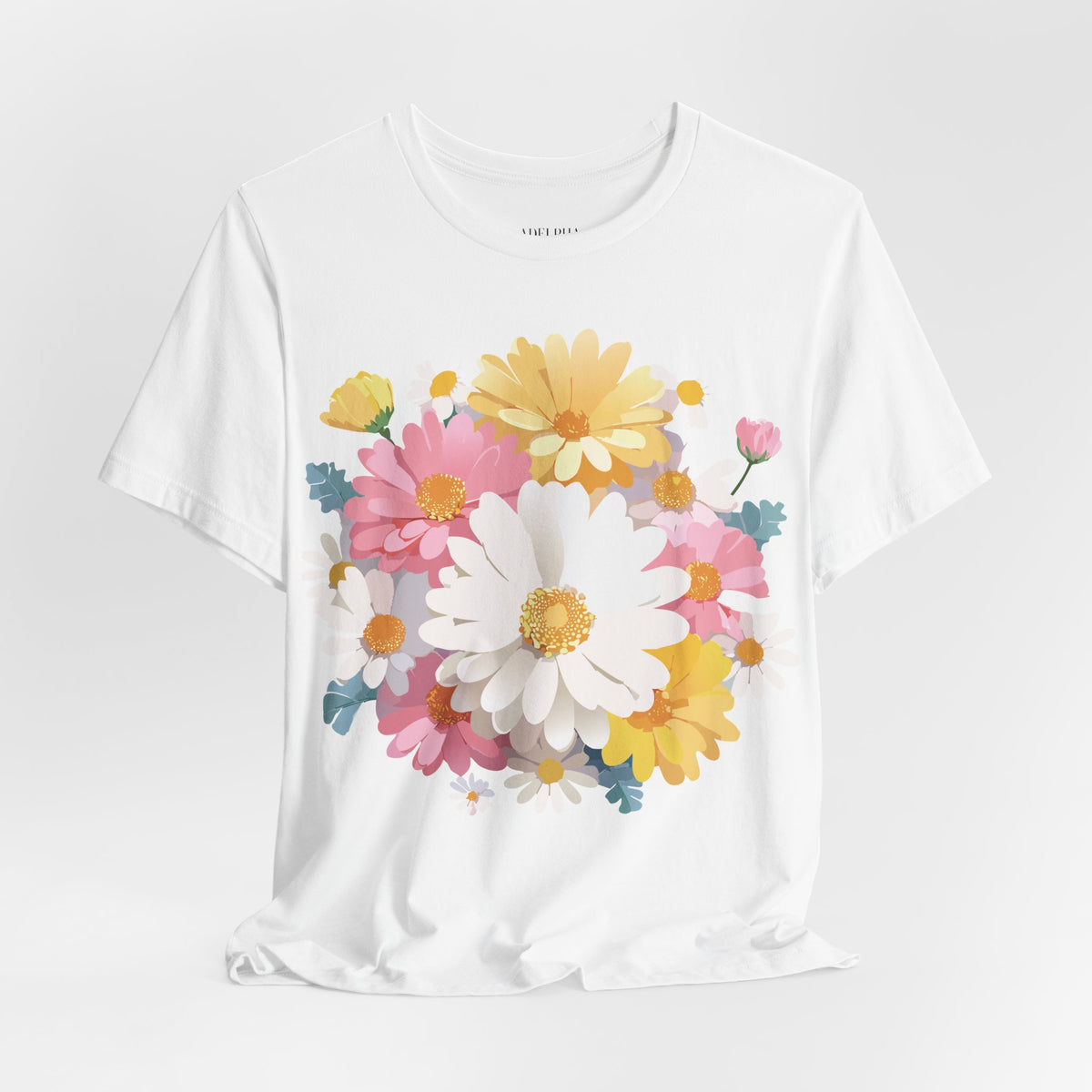Floral Graphic Unisex Cotton Bella+Canvas Tee with Flowers Art Design n124