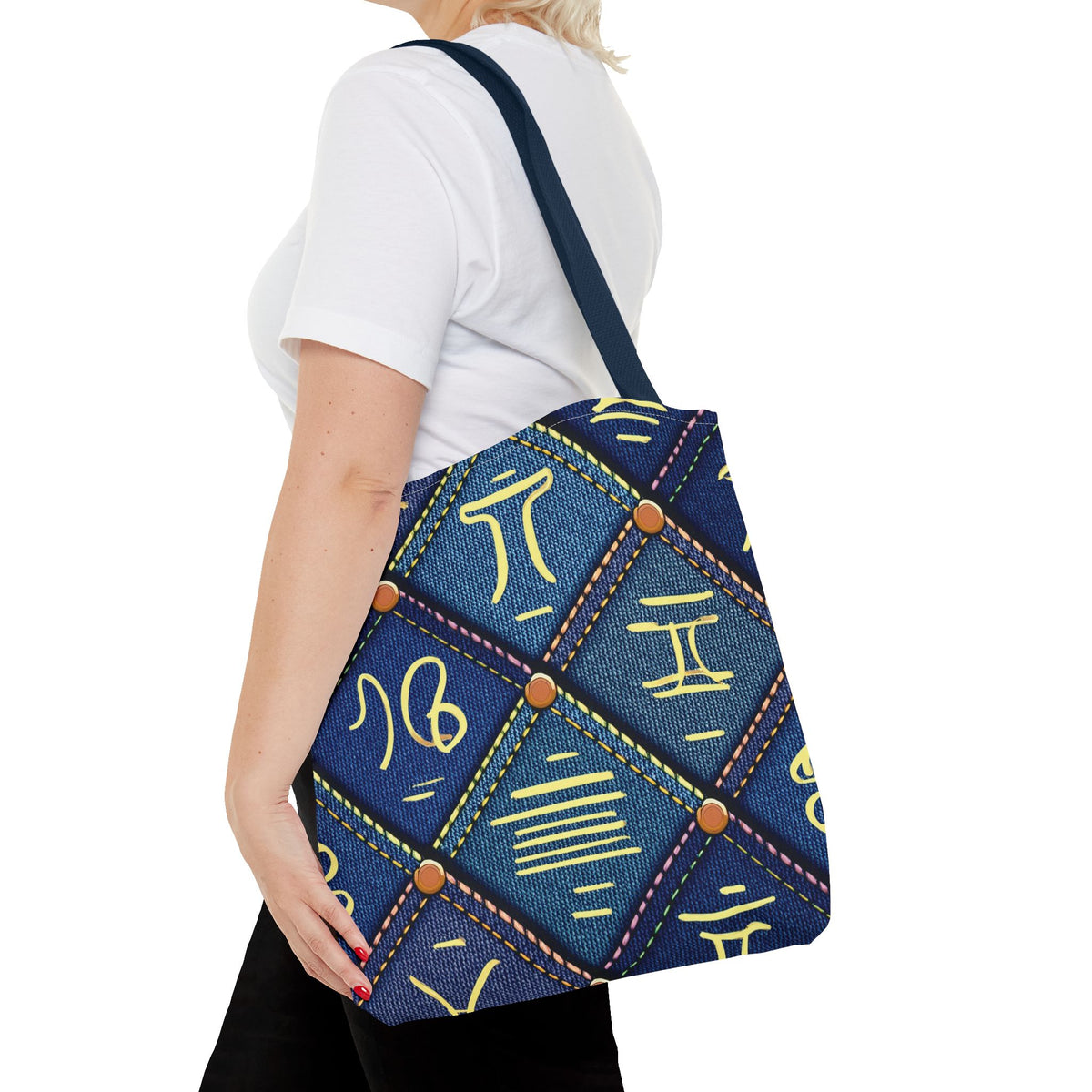 Denim Fabric Imitation Print Unisex Canvas Bag Poly Spun 3 Sizes Tote Bag 184-9