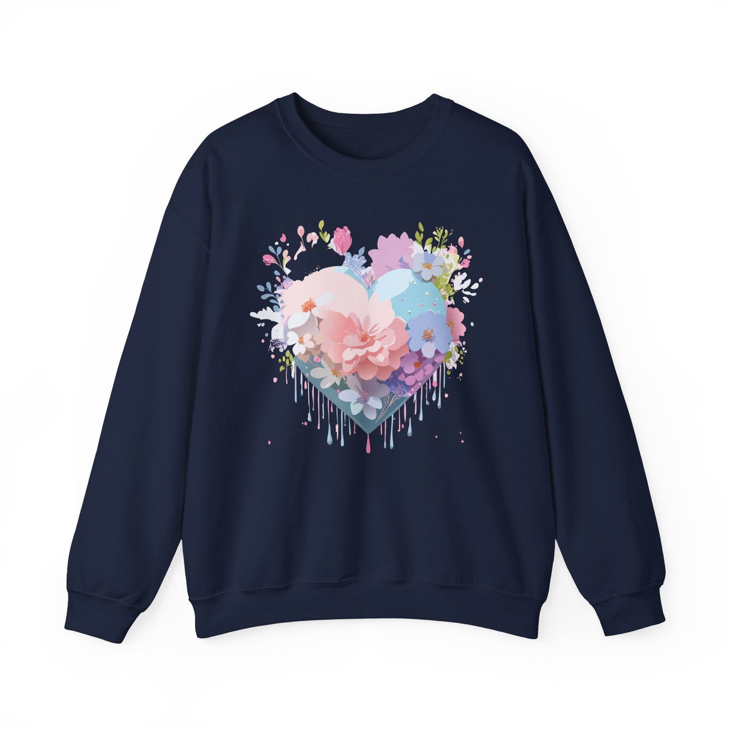 Floral Heart Sweatshirt Unisex Heavy Blend Crewneck Valentines Day Floral Love Cozy