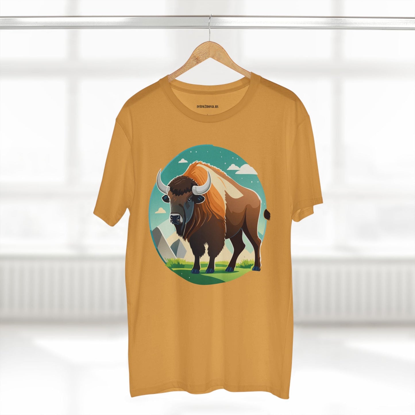 Bison Shirt Unisex Premium Cotton Tee With Original Art Design From Retro2Nova Animals Collection Exclusive Art Series