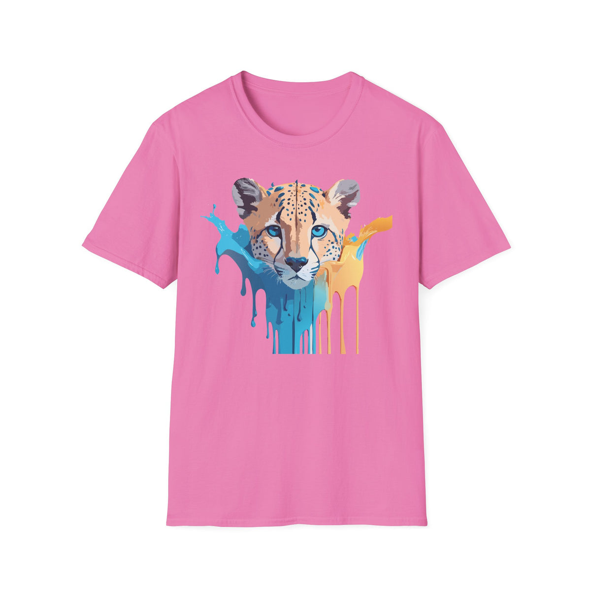 Color Splash Cheetah T-Shirt | Animal Face Art Tee