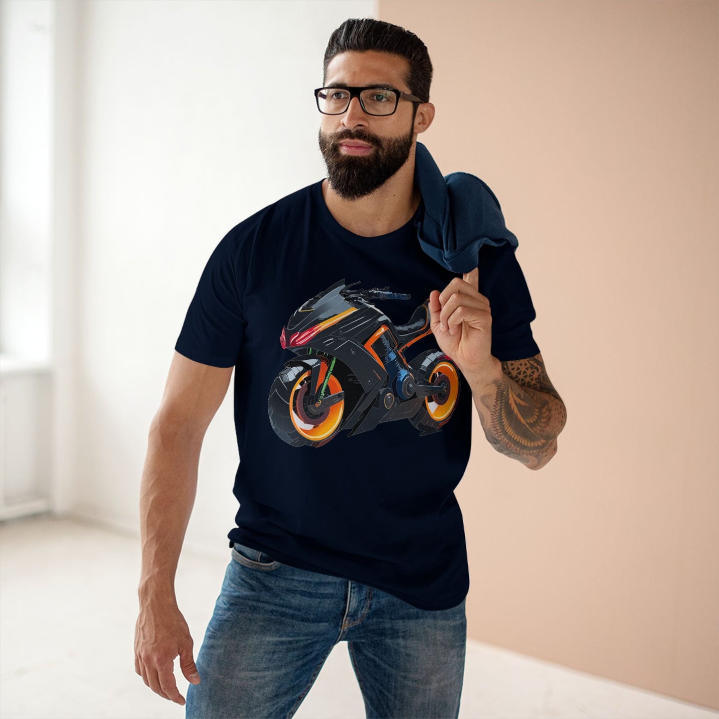 Moto Bike Graphic Unisex 100 Cotton Staple Tee 10