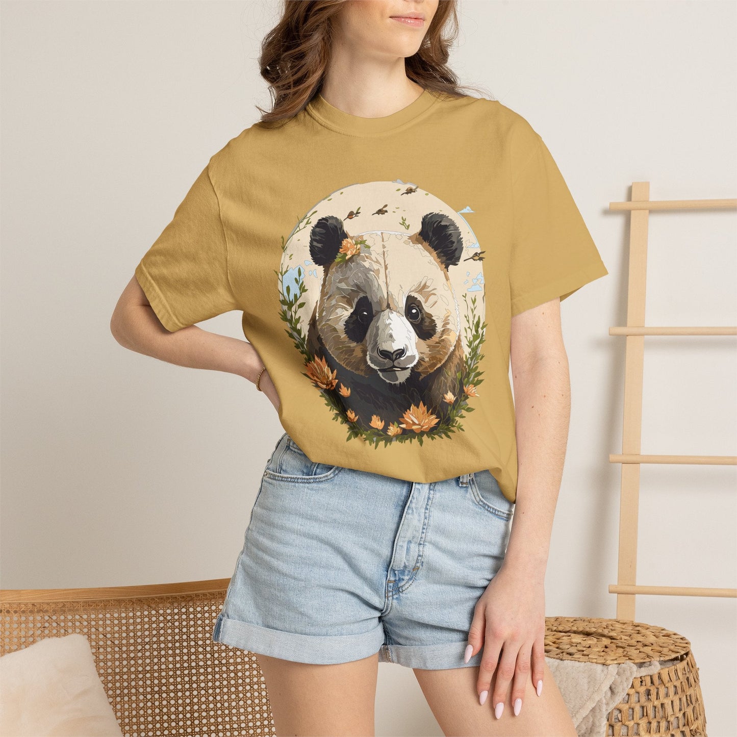 Panda Portrait Graphic T-Shirt Unisex Cotton Floral Animal Art Tee p9