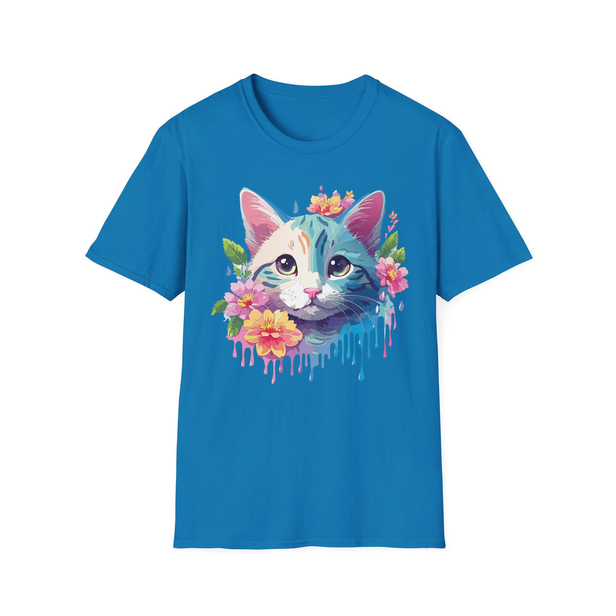 Colorful Watercolor Cat Tee | Floral Crown Cat T-Shirt