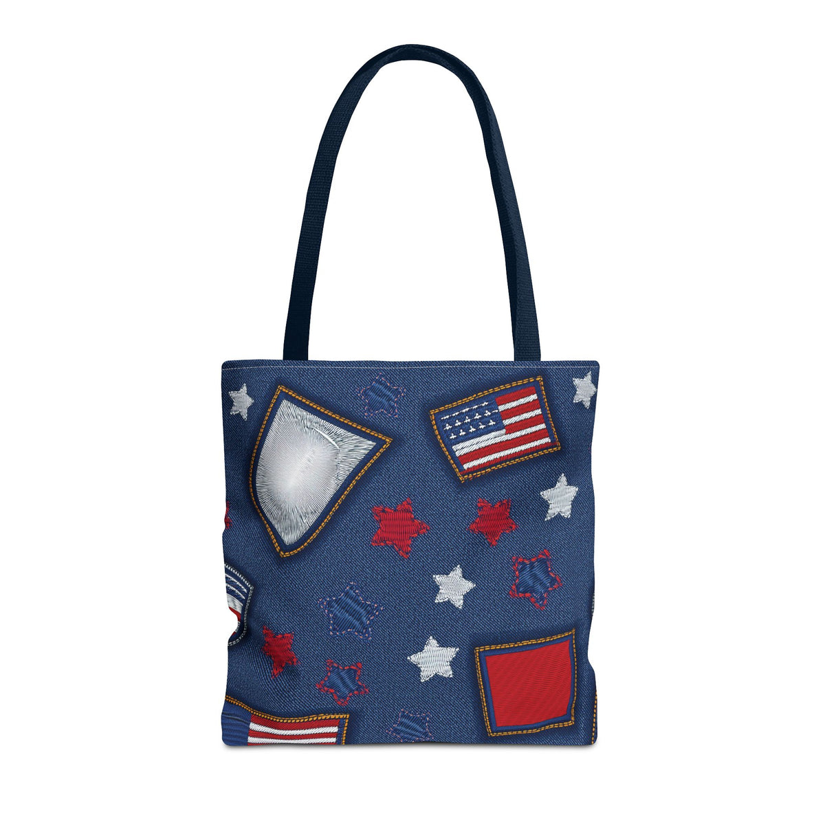 4th of July Graphic Denim Fabric Imitation Print Unisex Canvas Bag Poly Spun 3 Sizes Tote Bag 200-8