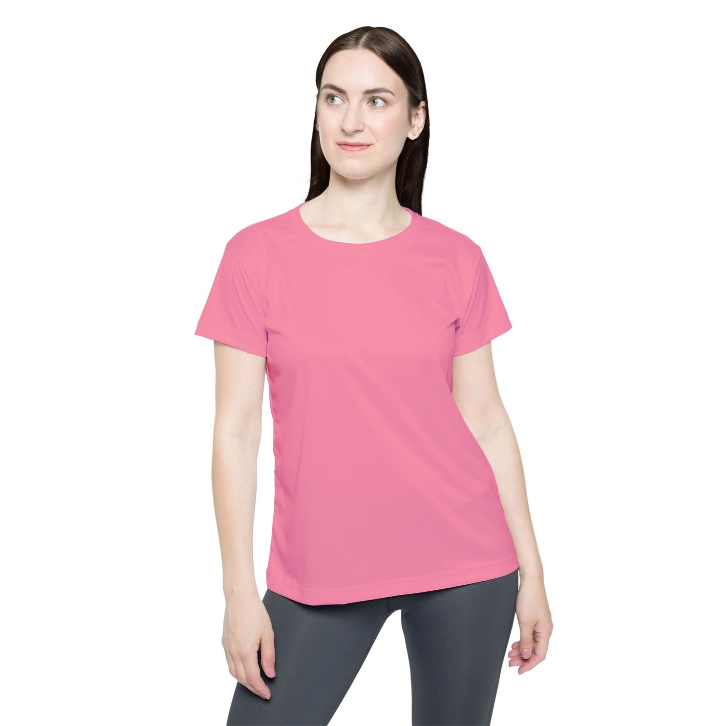 Cotton Candy Pink Women's Sports Jersey Short Sleeves 100% Poly Solid Pink Color Print Athletic Tee
