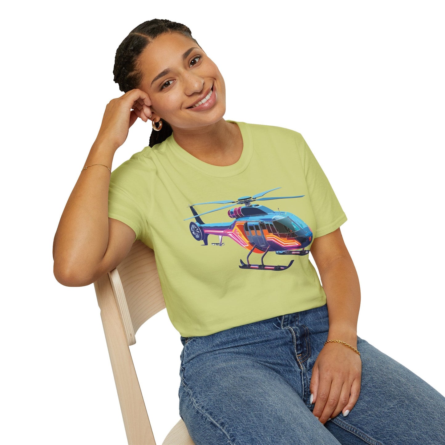 Chopper Helicopter T Shirt Unisex Softstyle 100 Percent Ring Spun Cotton Premium Tee