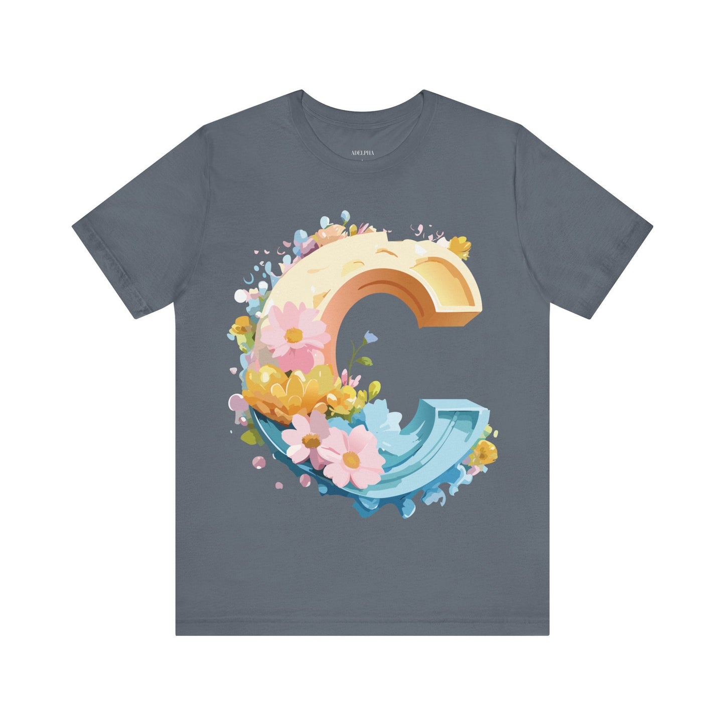 Letter C Graphic Tee Premium Unisex Vintage Art Design Shirt By Adelpha Short Sleeve
