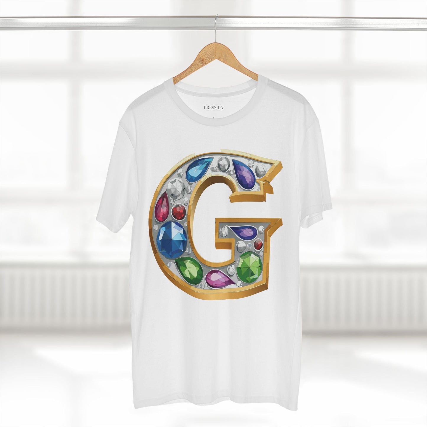 Letter G Graphic Design Tee Unisex 100 Cotton With Antique Gold Letters Artwork T-Shirt