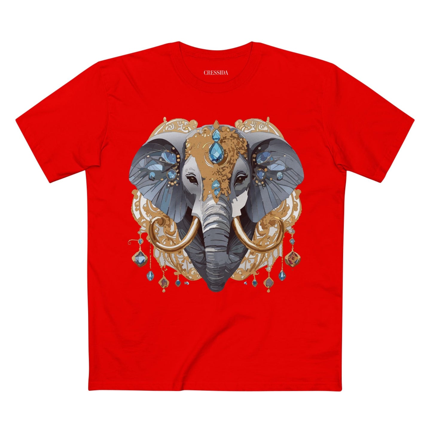 Elephant Graphic Unisex 100 Cotton Tee With Unique Animal Golden Medallion Art Design 39