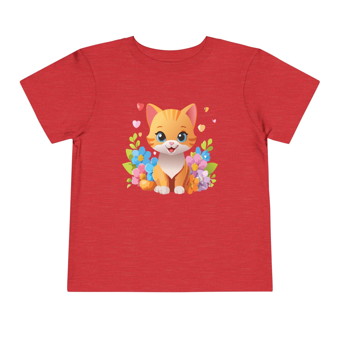 Bonita camiseta de manga corta para niños pequeños con gato: adorable camiseta con gráfico de gatito para niños (2 a 5 años)