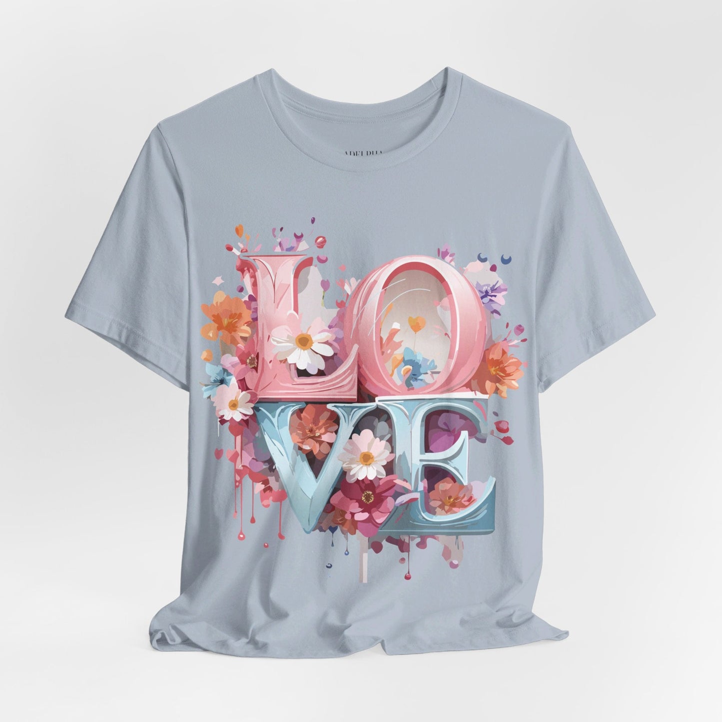Valentine Day Graphic Unisex 100 Cotton Vintage Artwork with Love and Flower Design Tee 45