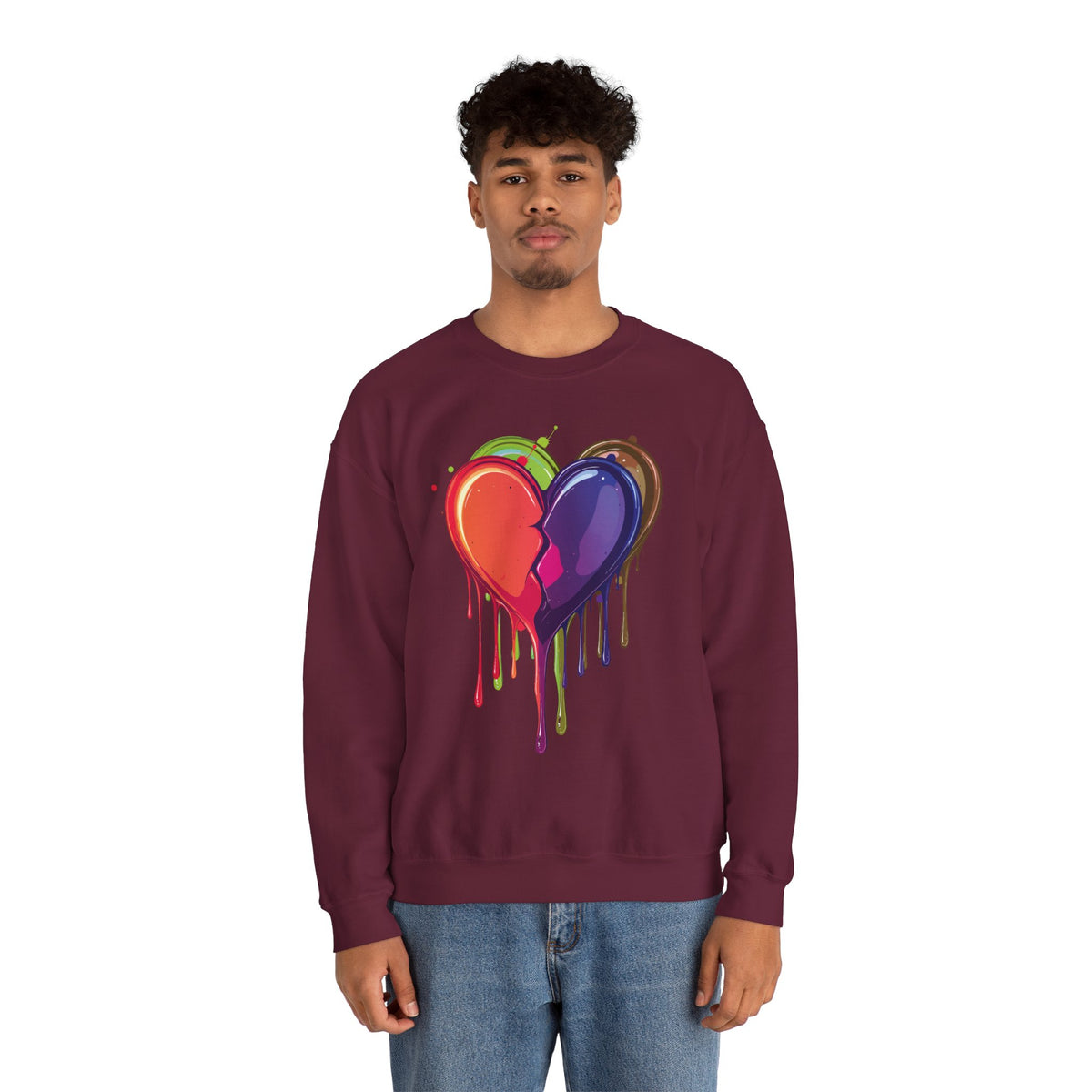 Double Bleeding Heart Sweatshirt, Big Heart Sweatshirt, Love Sweatshirt, Valentine's Day Sweatshirt, Heart Sweatshirt 119