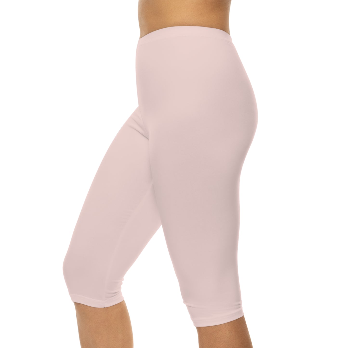 Soft Blush Color Women's Brushed Suede Poly Span Casual Capri Leggings XS-2XL