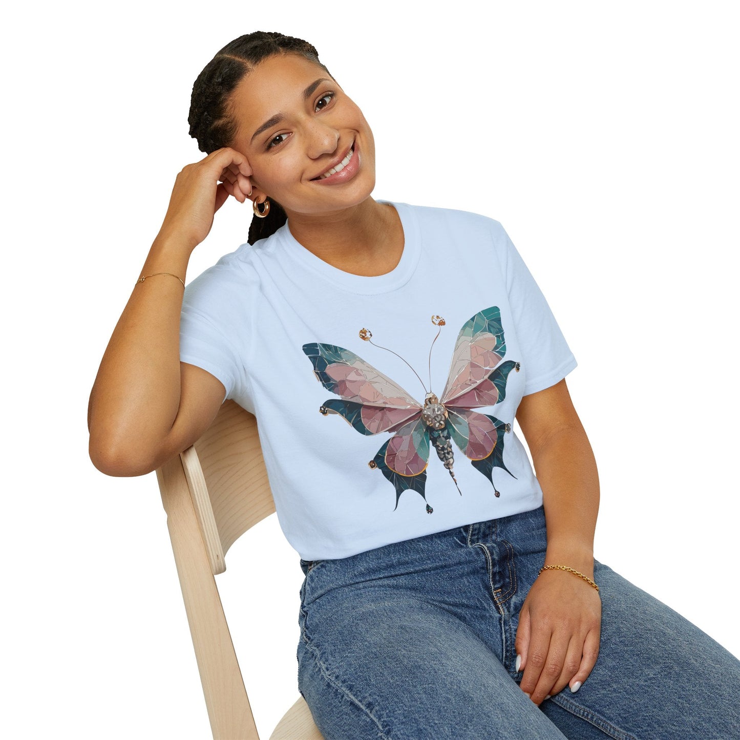 Butterfly Shirt Unisex T Shirt Monarch Print Gildan Softstyle 64000 100 Percent Ring Spun Cotton