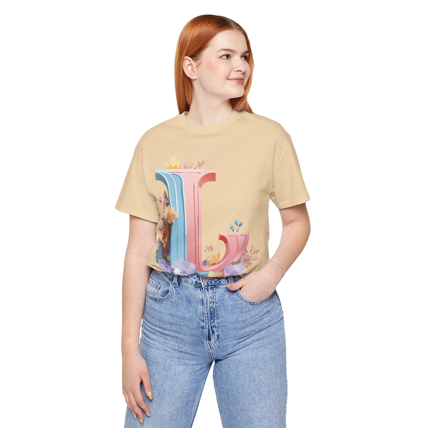 Letter L Shirt Graphic Tee Unisex Short Sleeve Vintage Inspired Artwork Adelpha Premium