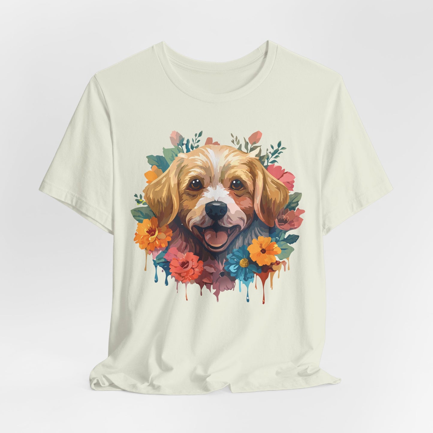 Floral Dog Tee, Animal Shirt, Dog Shirt, Floral Tee, Flower T-shirt, T-Shirt with Animal, Summer Top with Art Design