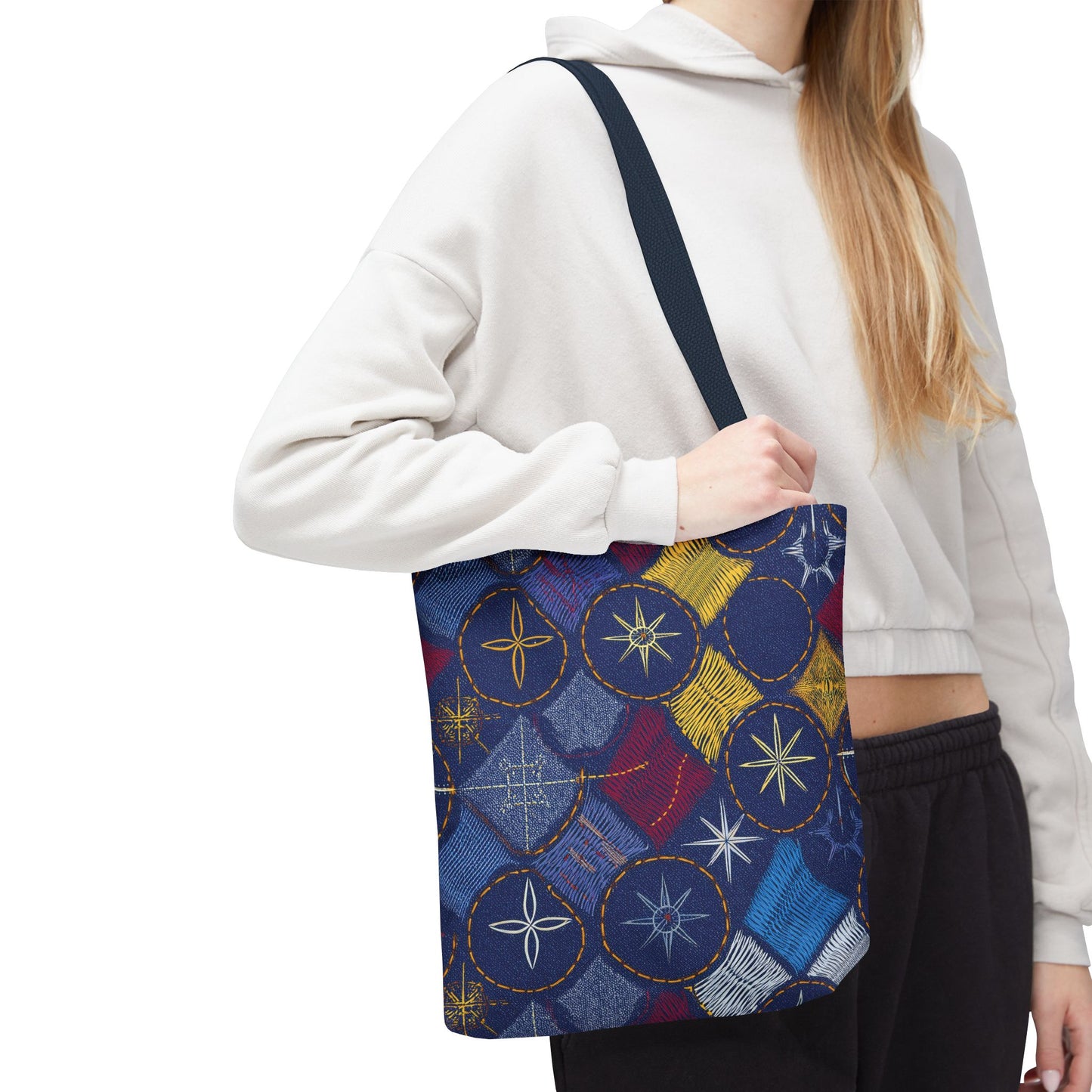 Denim Fabric Imitation Print Unisex Canvas Bag Poly Spun 3 Sizes Tote Bag 183-5