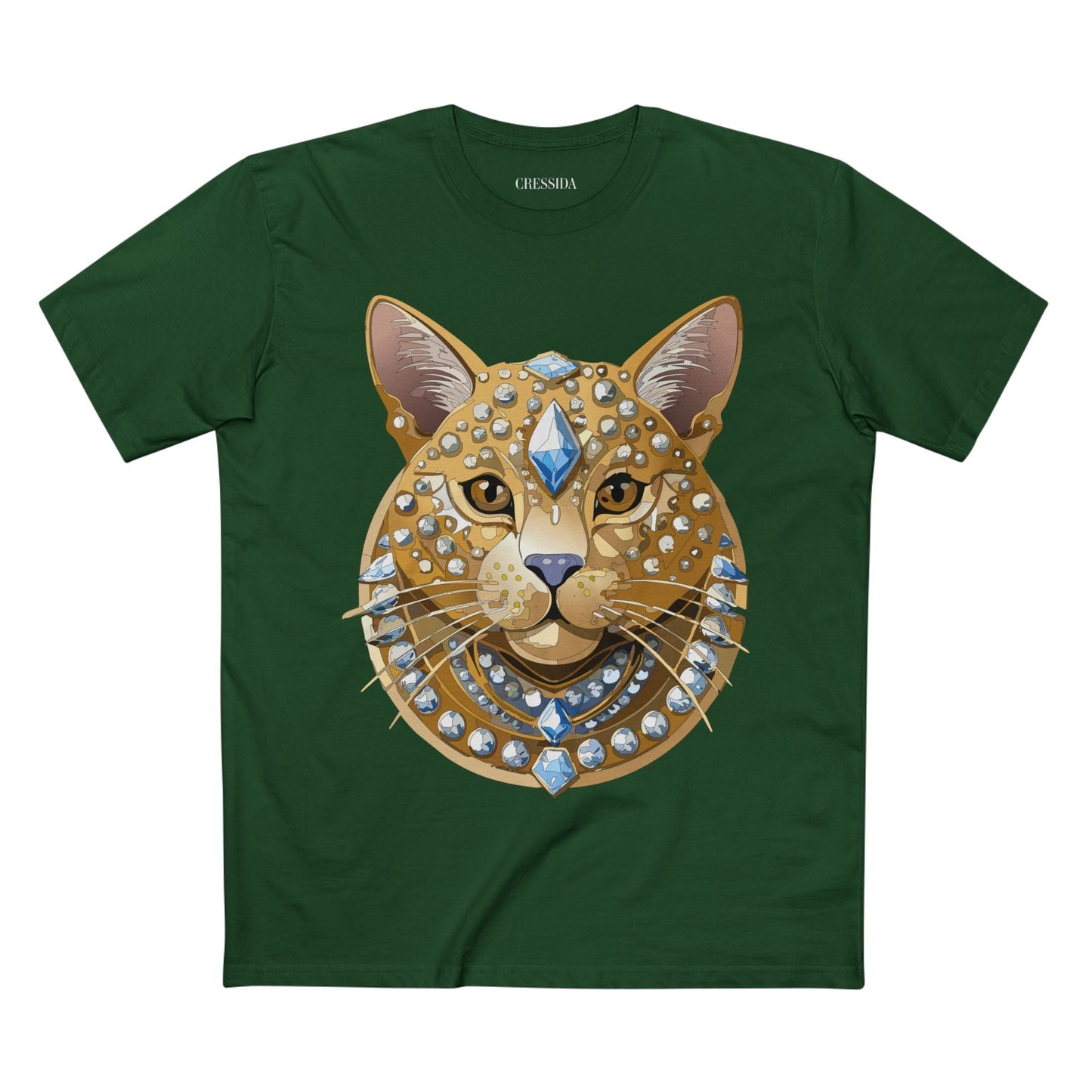 Cat Graphic Unisex 100 Cotton Tee With Unique Animal Golden Medallion Art Design 11