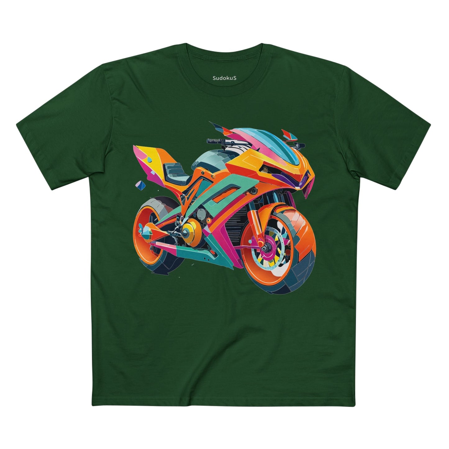 Moto Bike Graphic Unisex 100 Cotton Staple Tee 6