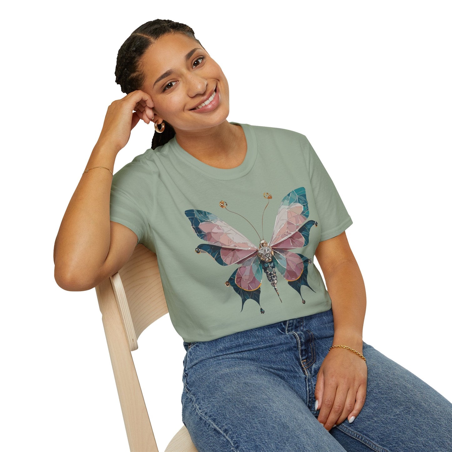 Butterfly Shirt Unisex T Shirt Monarch Print Gildan Softstyle 64000 100 Percent Ring Spun Cotton