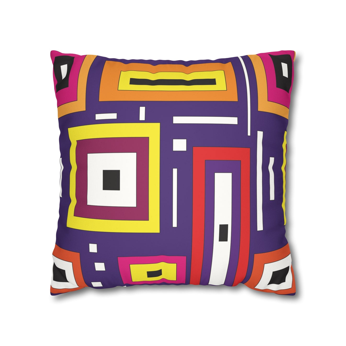 Faux Suede Pillowcase with Abstract print