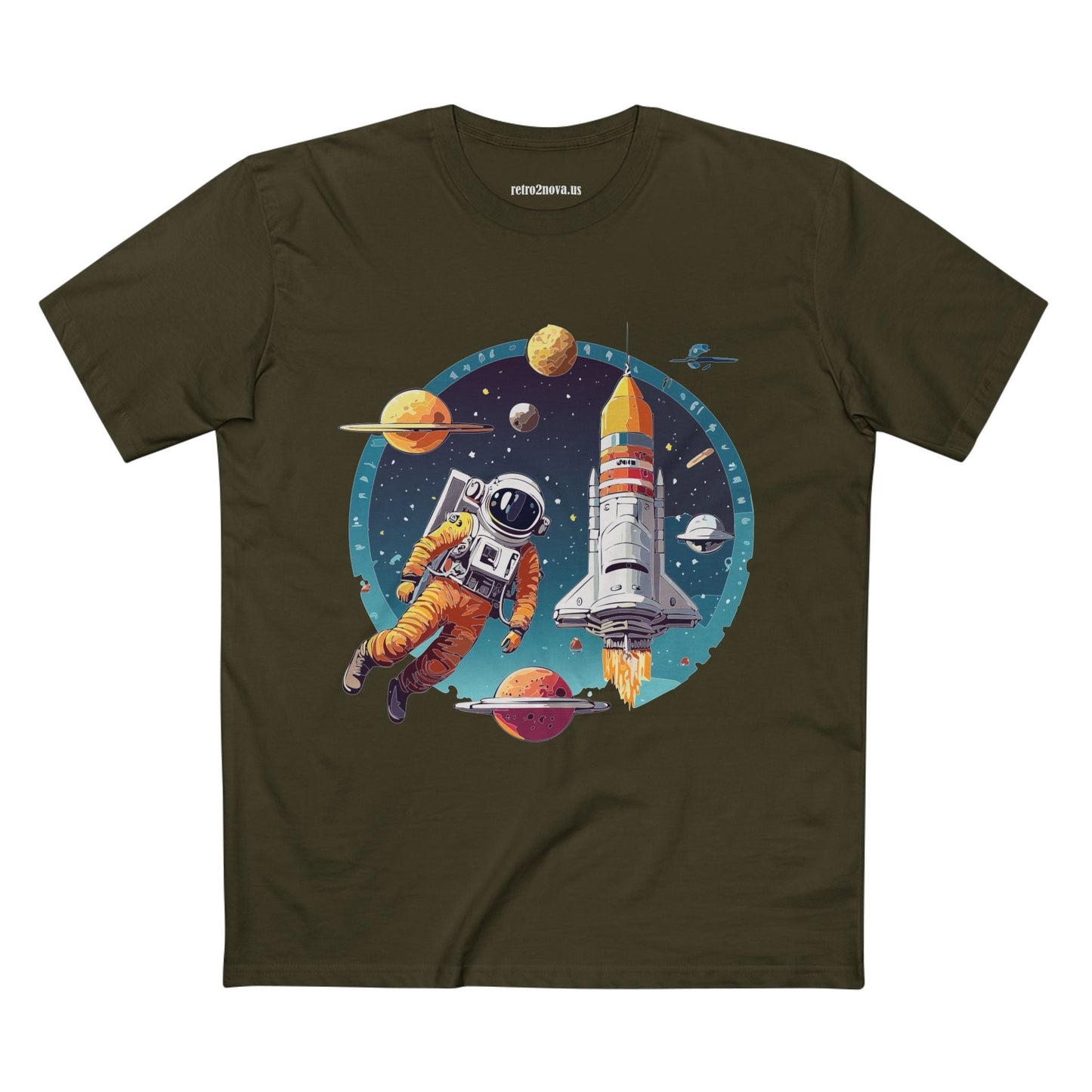 Cosmos Astronaut Shirt Unisex Premium Cotton Tee With Original Art Design Retro2Nova Art Collection
