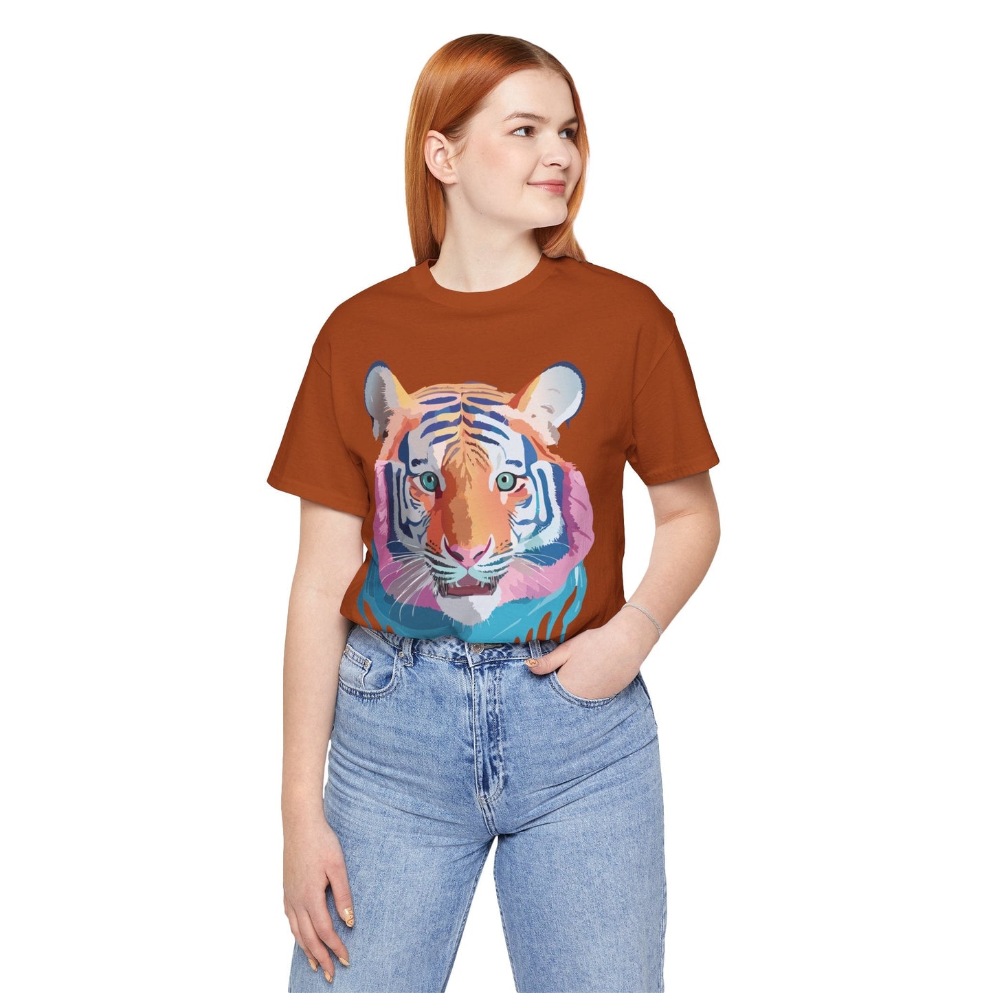 Tiger Graphic Unisex 100 Cotton Vintage Art with Animal Tee 17