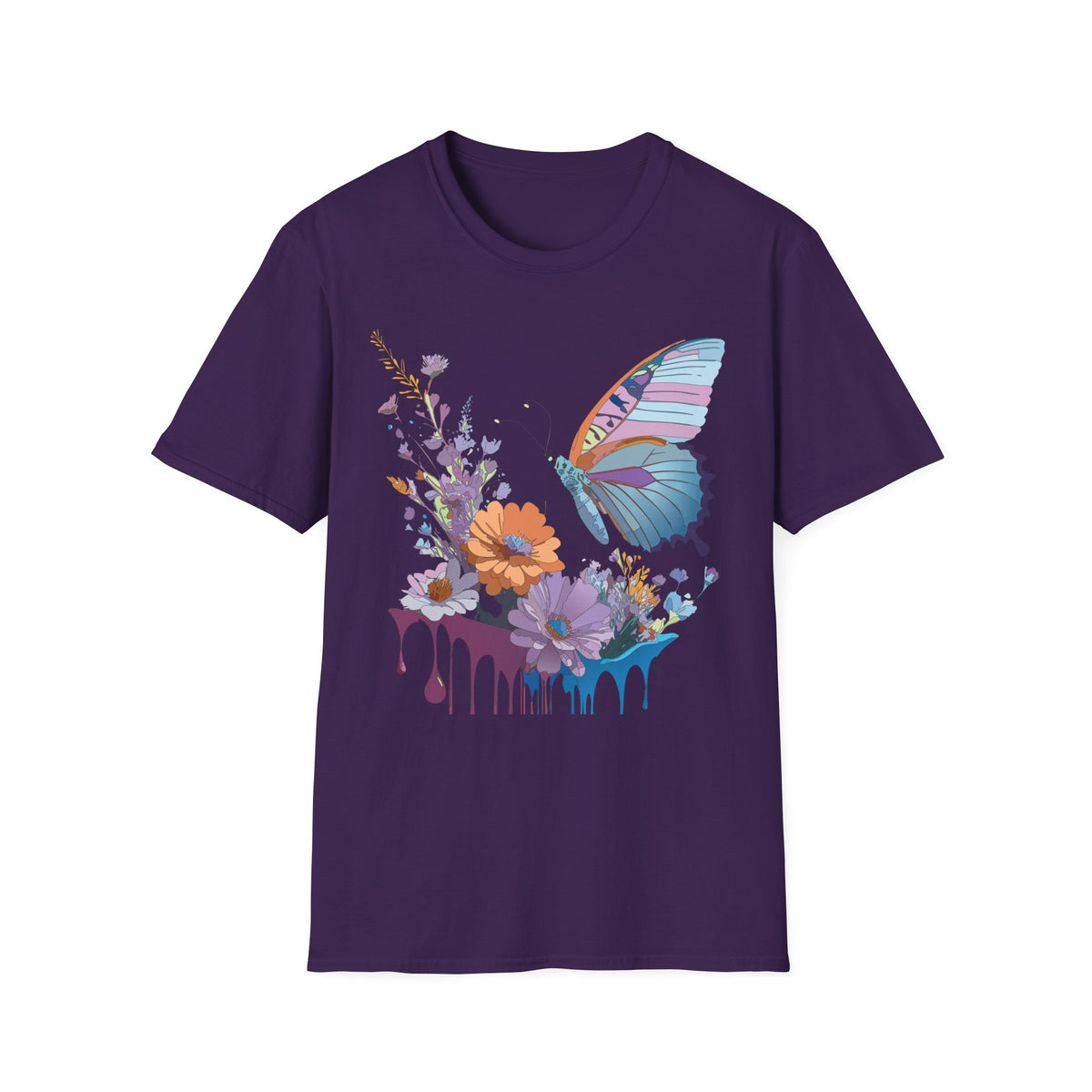 Butterfly Floral Graphic Design Unisex 100 Cotton Gildan T-Shirt