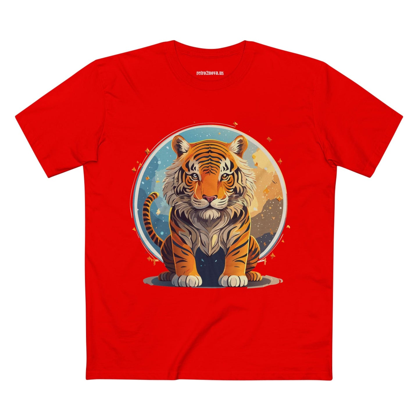 Unisex Premium Cotton Staple Tee With Original Tiger Art Design From Retro2Nova Art Collection For Everyday Comfort