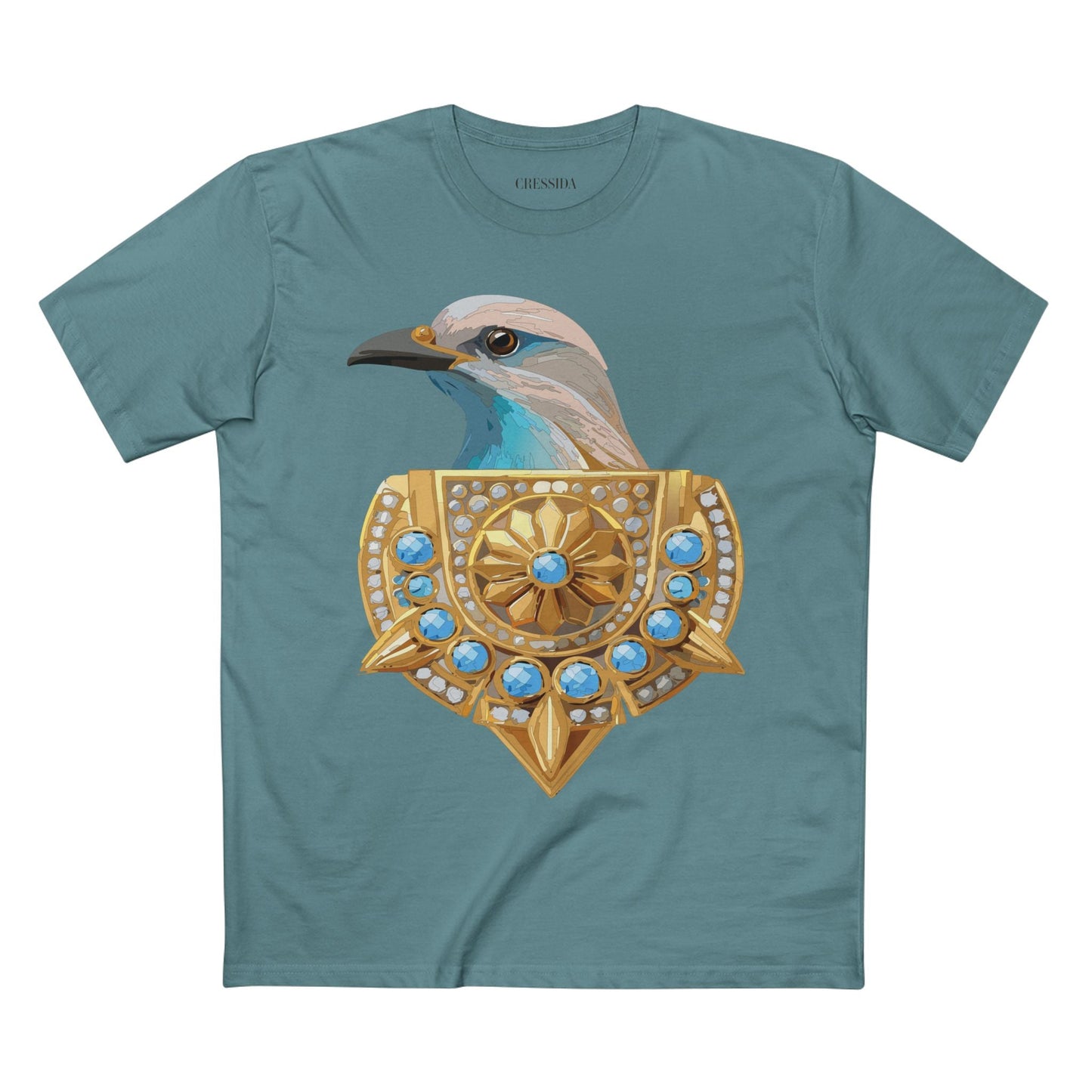 Bird Graphic Unisex 100 Cotton Tee With Unique Animal Golden Medallion Art Design 16